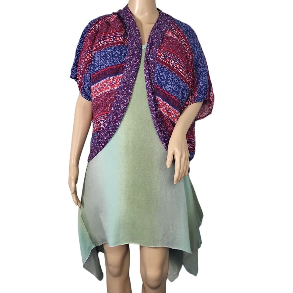 Forever 21 Multicolor Red Blue Kimono Cardigan